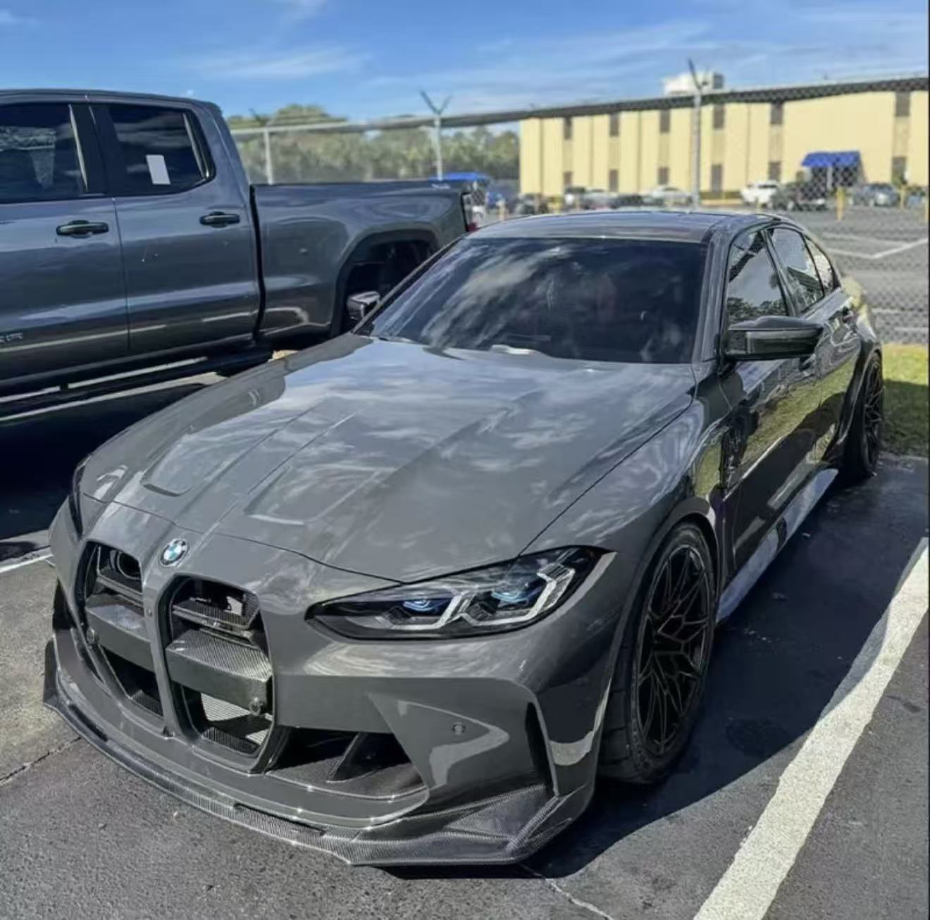 Front Lip Splitter Kit For BMW M3 G80 / M4 G82, Carbon Fiber Style Front Bumper Splitter Rear Diffus