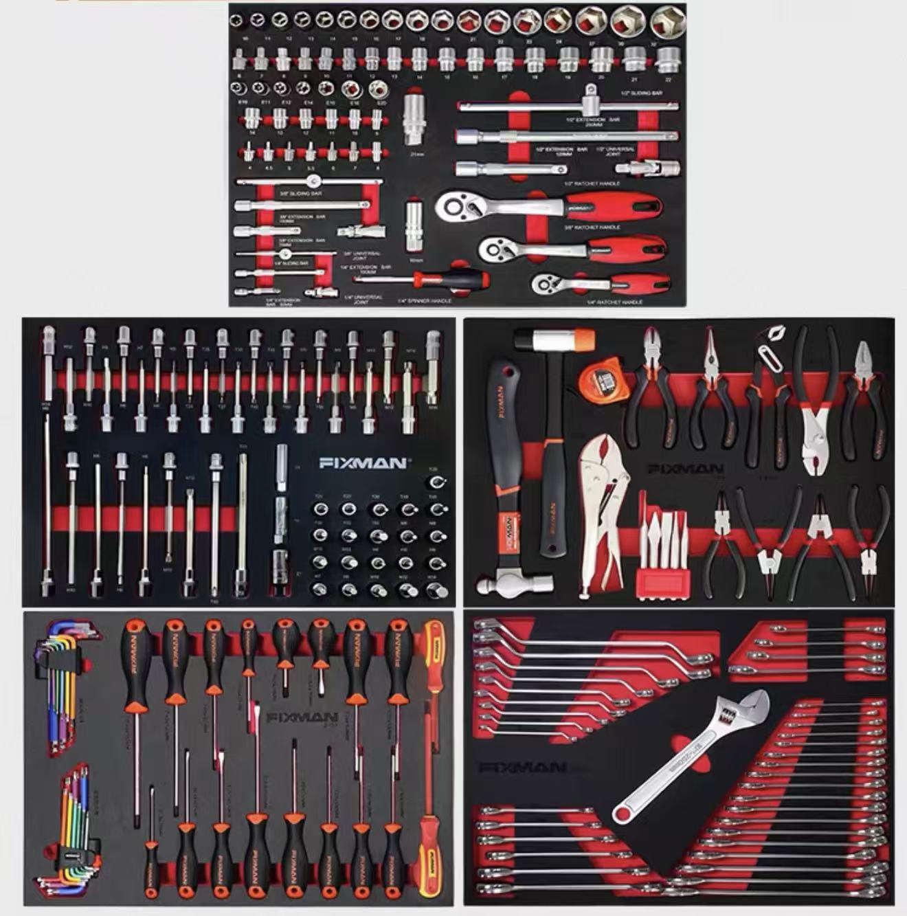 FIXMAN 234 Pcs Tool EVA Foam Tray Set, Auto Repair Tool Drawer Organizer Liner 53039030mm (Tool Cart