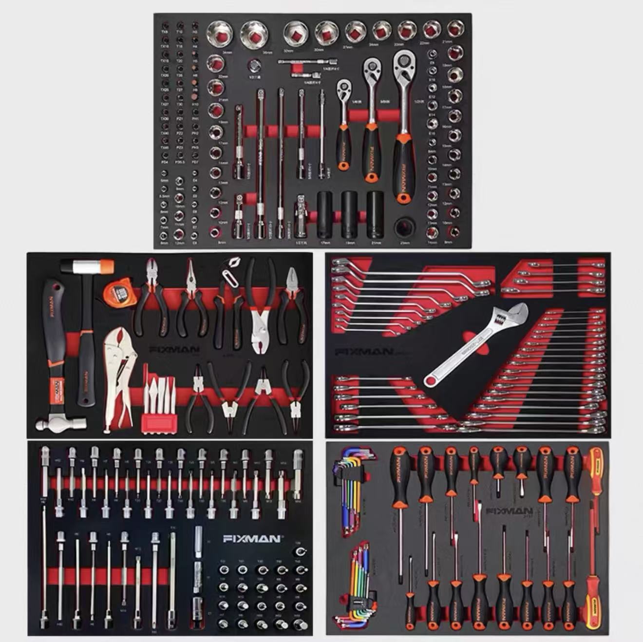 FIXMAN 234 Pcs Tool EVA Foam Tray Set, Auto Repair Tool Drawer Organizer Liner 53039030mm (Tool Cart