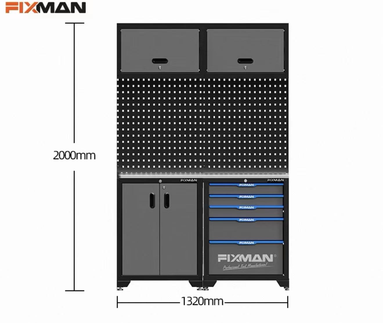 FIXMAN Garage Workshop Tool Storage Cabinet Workstation, 304 Stainless Steel Worktop, Combined Tool 