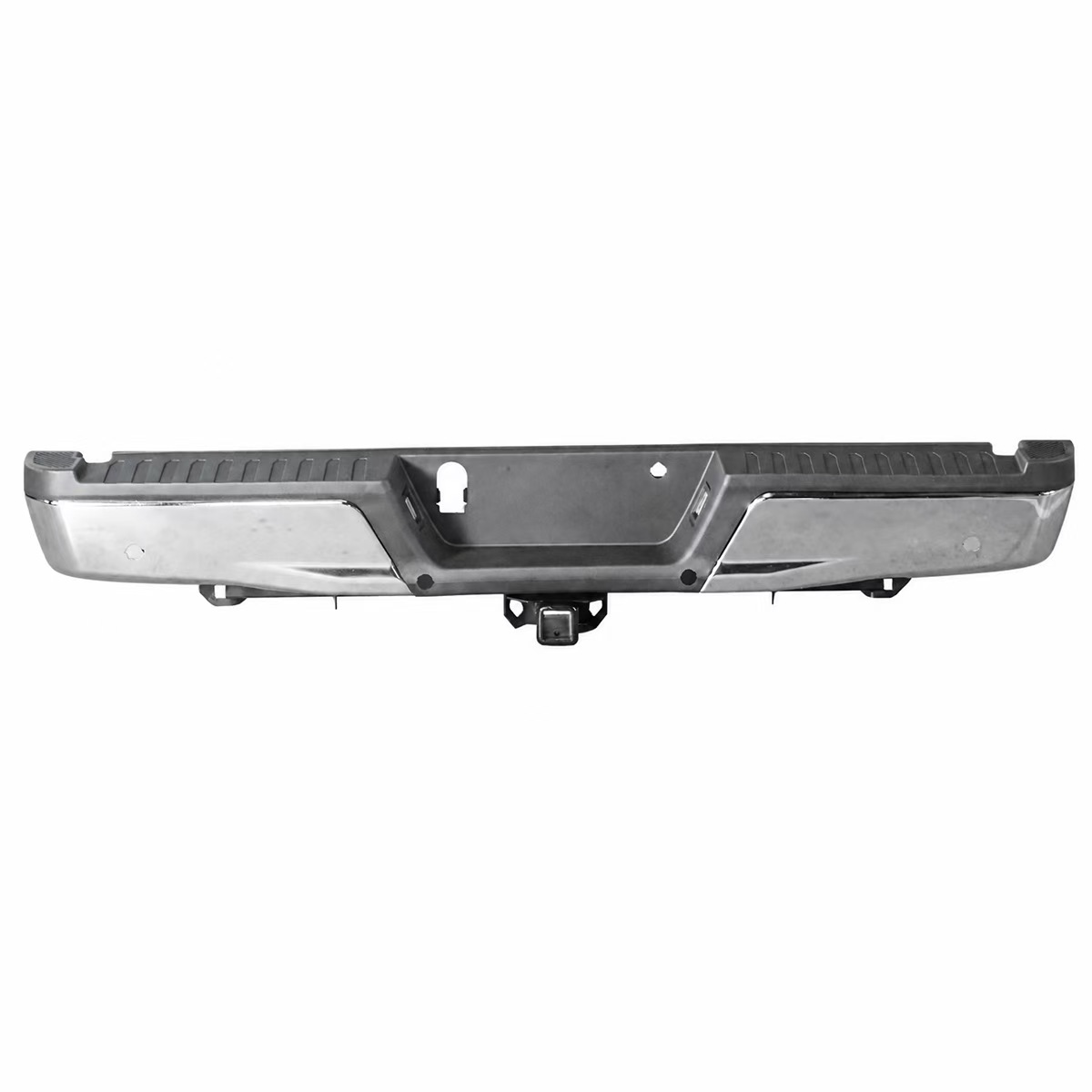 Applicable to Ford F150 models 2015-2020, chrome-plated silver rear bumper with radar holes and tow 